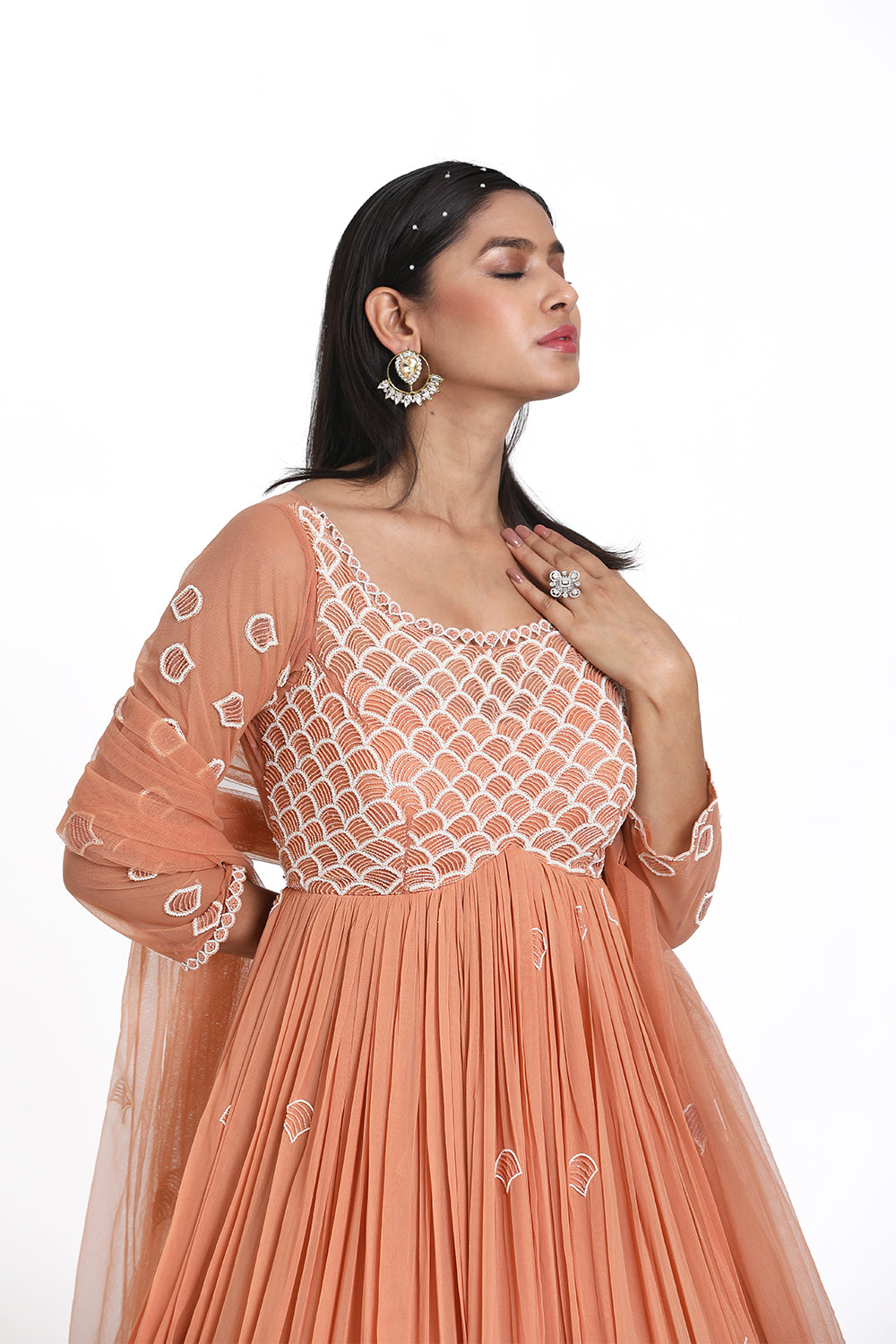 Peach Anarkali Set