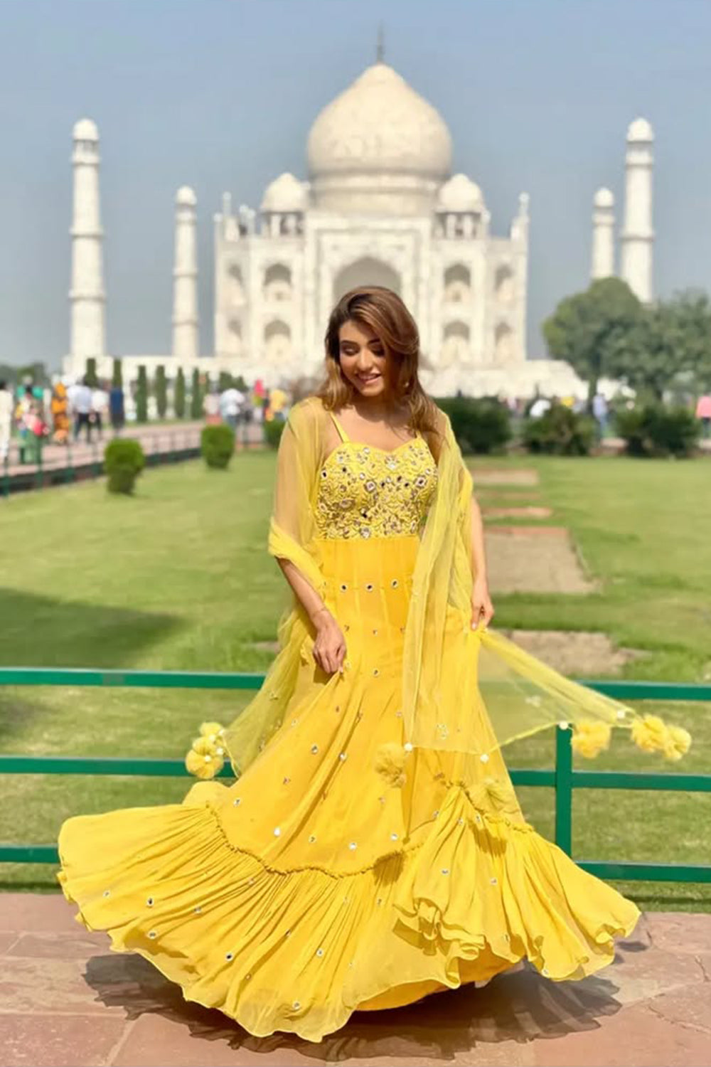 Geetika Varma in Flared Yellow Anarkali Set