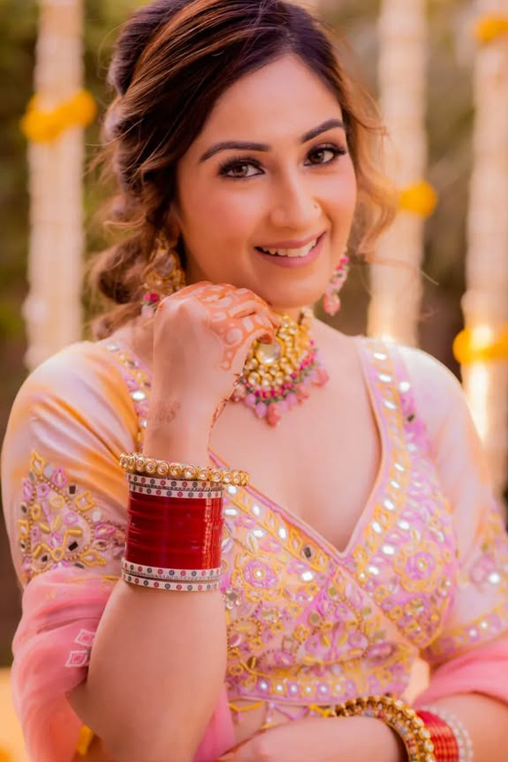 Srishti Takkar in Orange And Pink Tie-Dye Lehenga Set