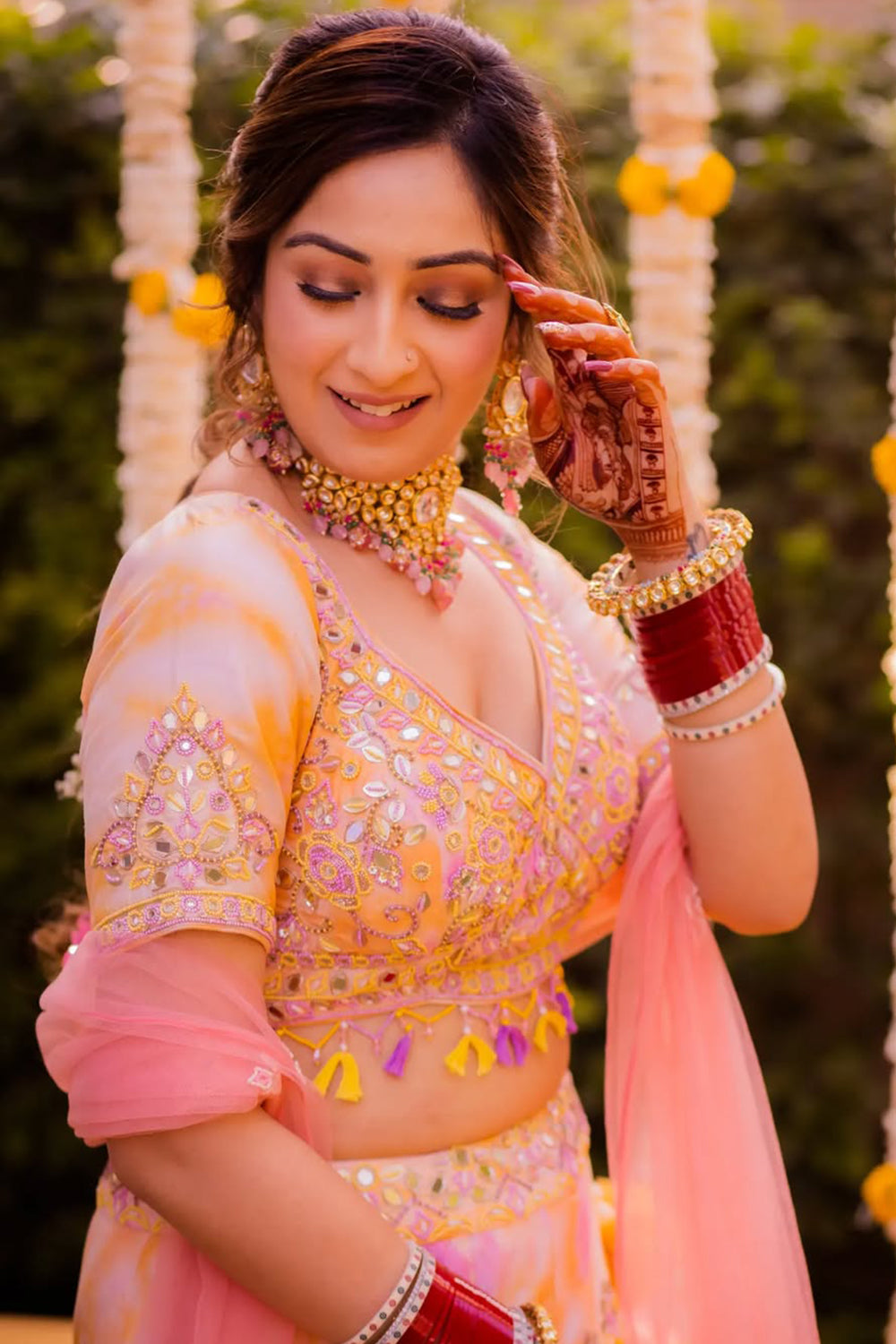 Srishti Takkar in Orange And Pink Tie-Dye Lehenga Set