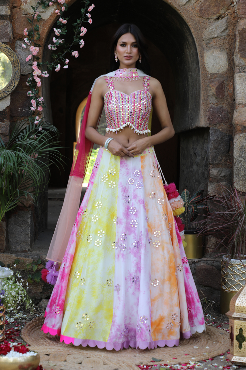 Multicolored Tie-Dye Lehenga Set