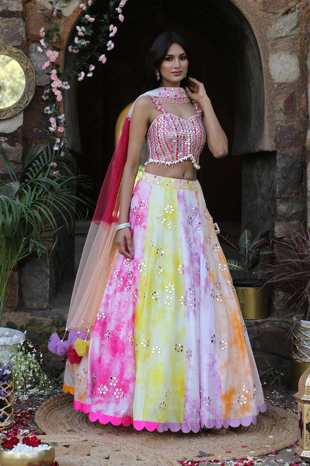 Multicolored Tie-Dye Lehenga Set