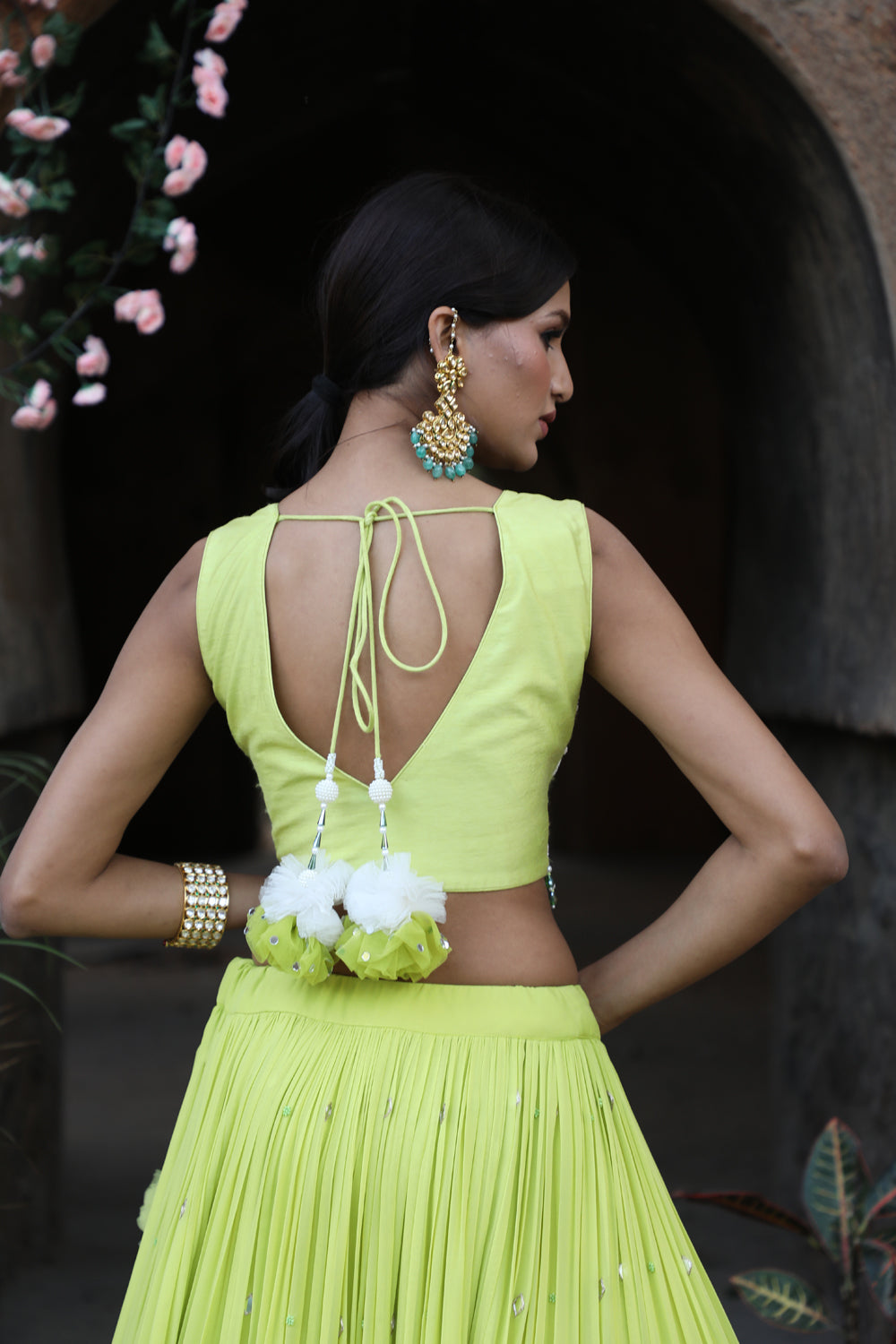 Neon Green Flared Lehenga Set