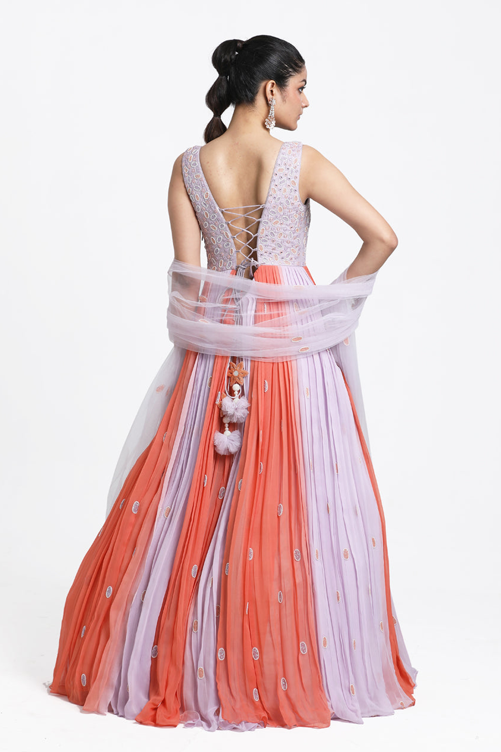 Lilac & Peach Ombre Anarkali Set.