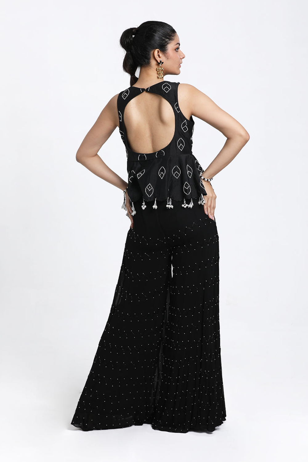 Black Peplum With Inserted Sharara