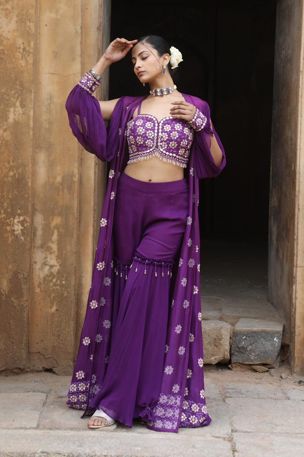 Purple Cape Garara Set