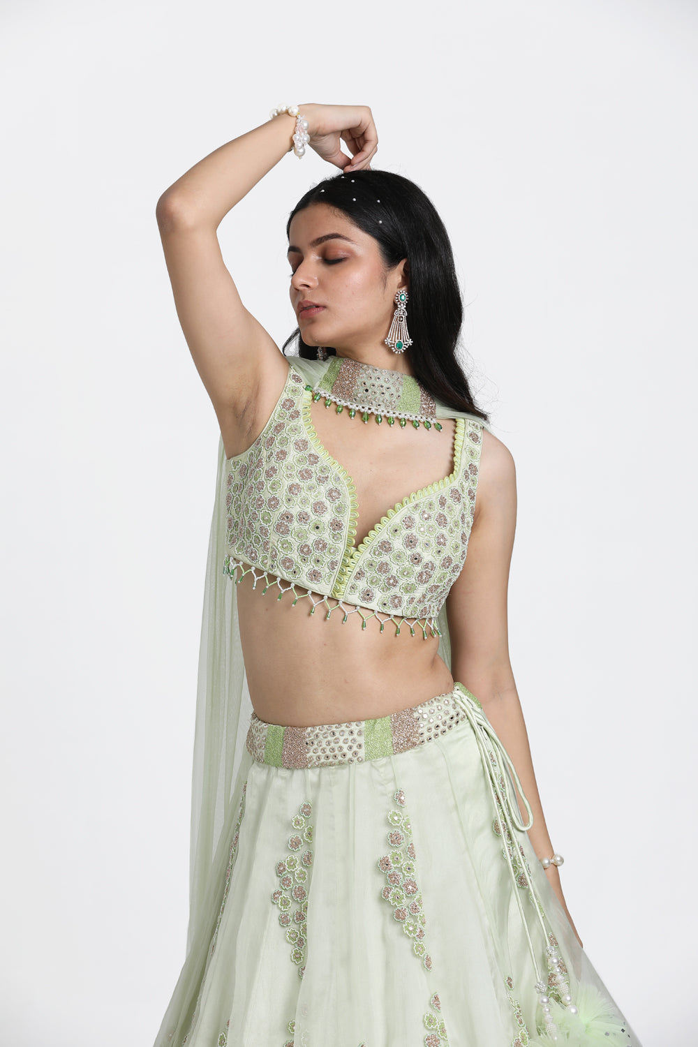 Light Green Organza Lehenga Set