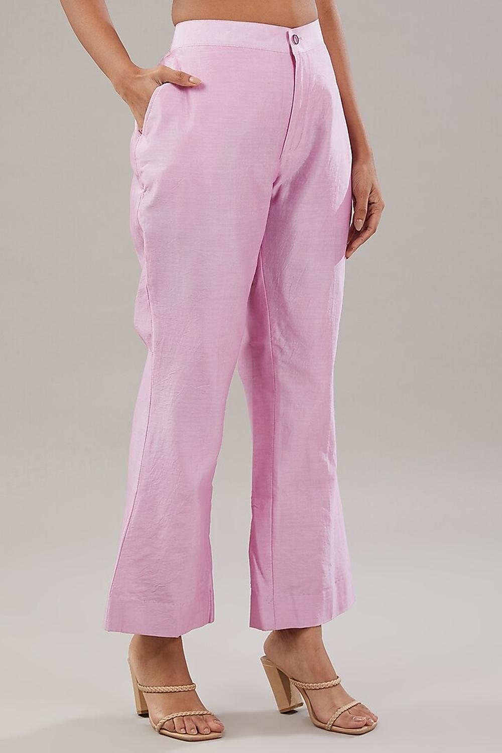 Lilac Silk Floral Embroidered Shirt With Pant .