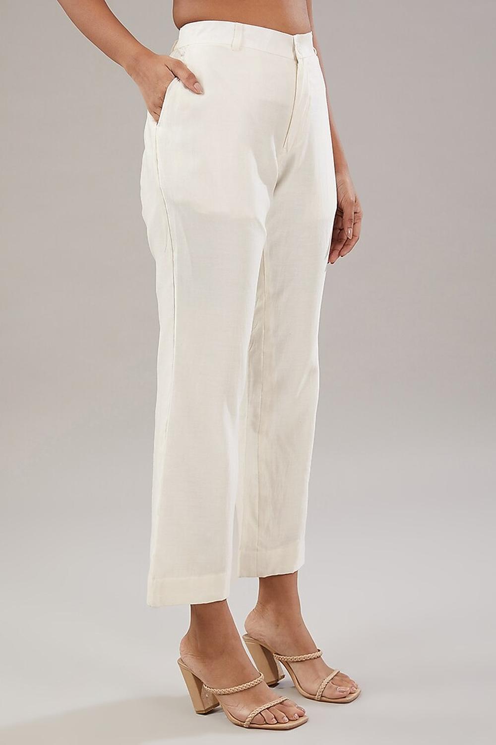 Off White Silk Floral Embroidered Shirt And Pant.