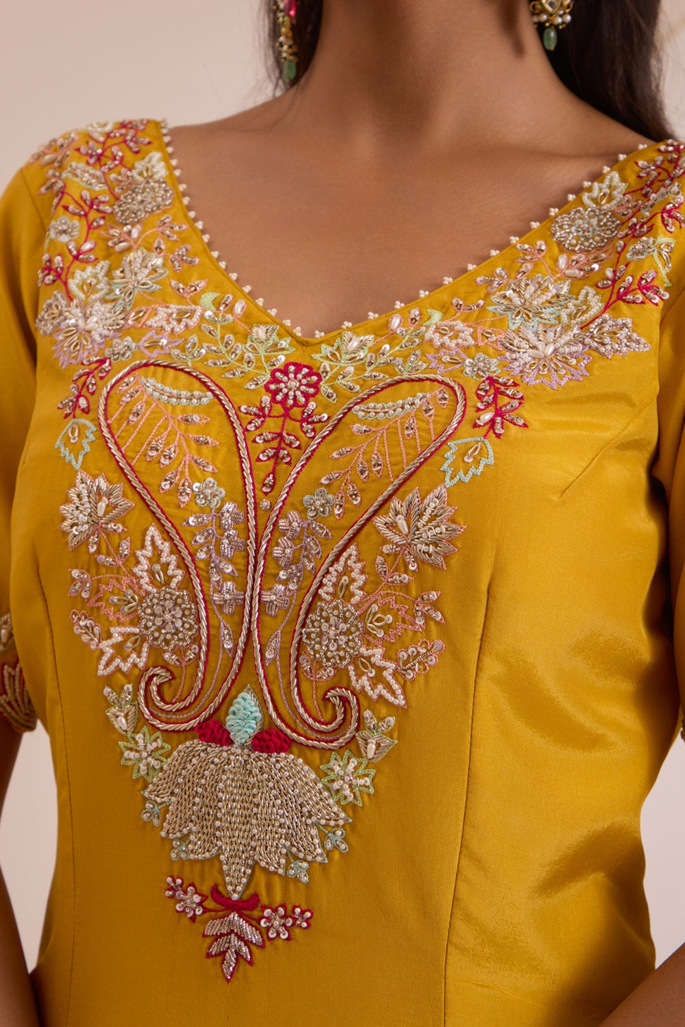 Mustard Straight Suit With Garara Set