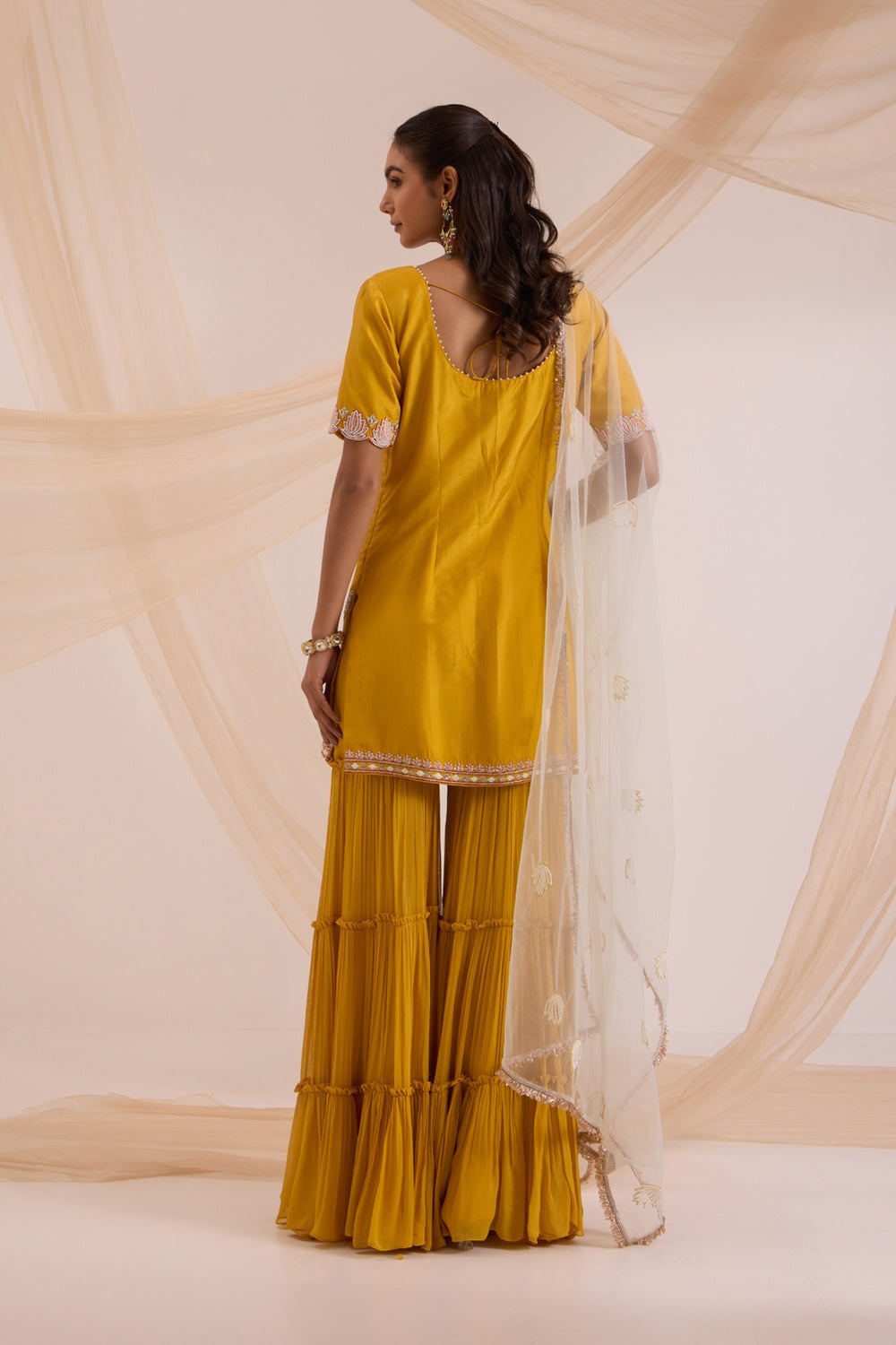 Mustard Straight Suit With Garara Set