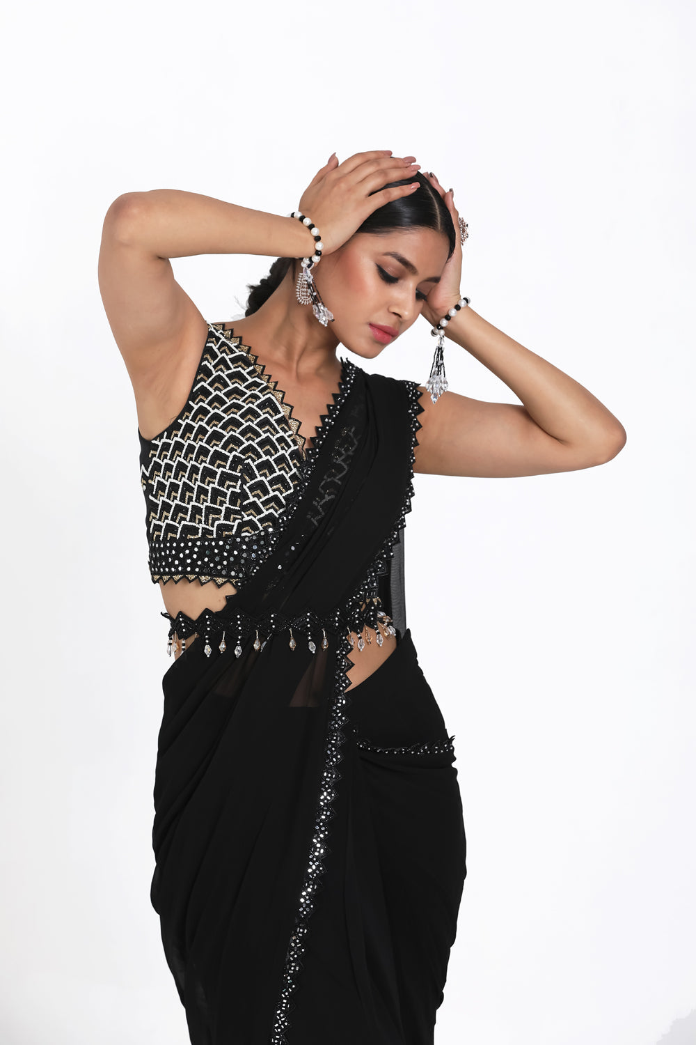 Black Drape Saree