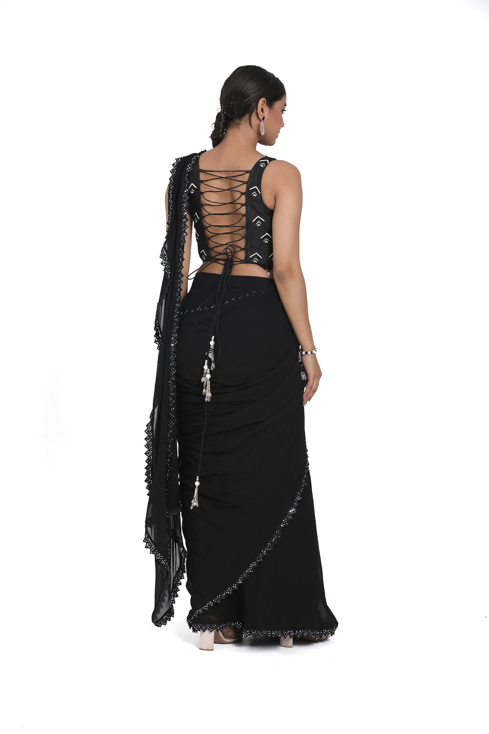 Black Drape Saree
