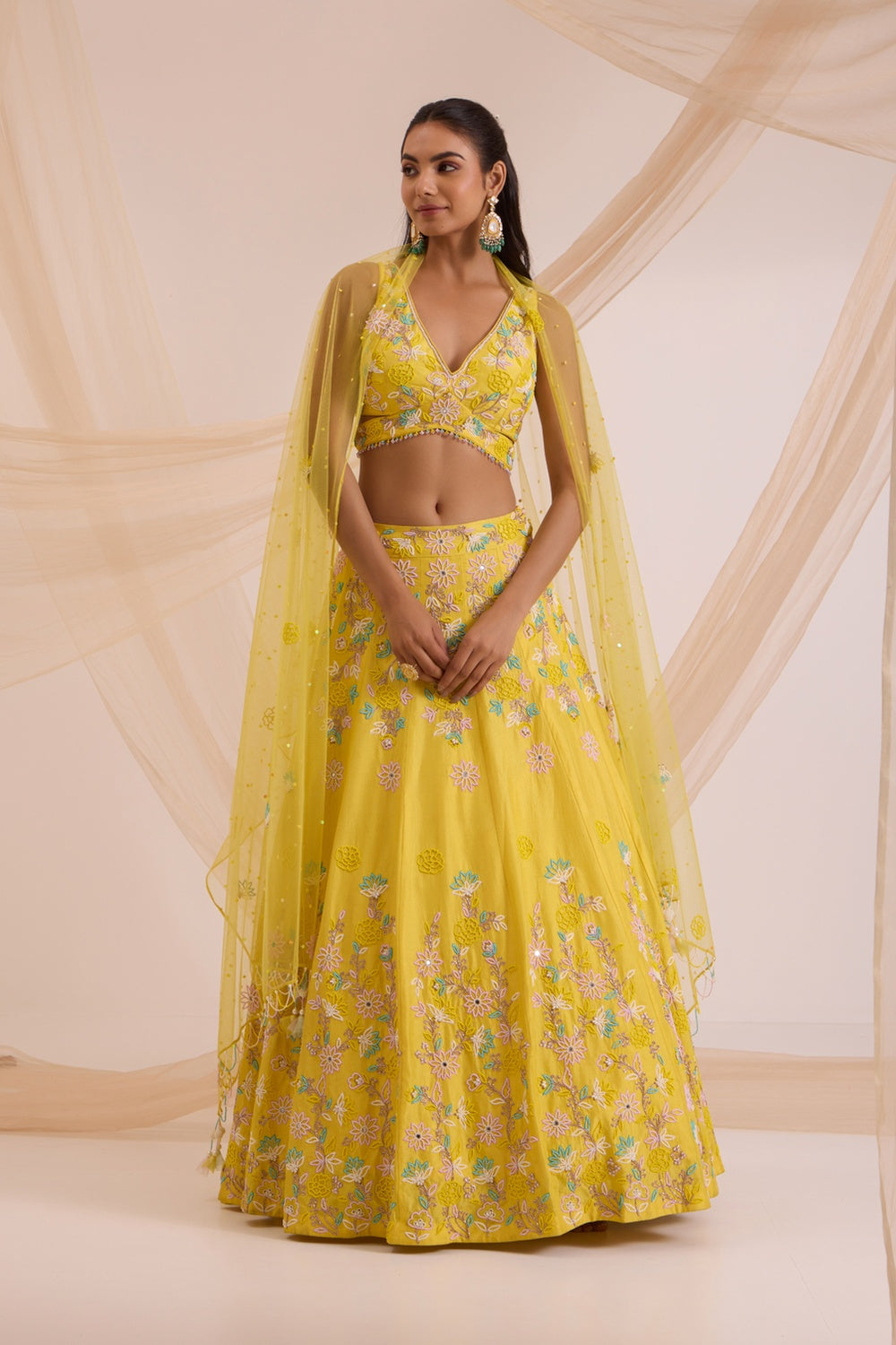 Yellow Lehanga With Blouse & Dupatta Set.