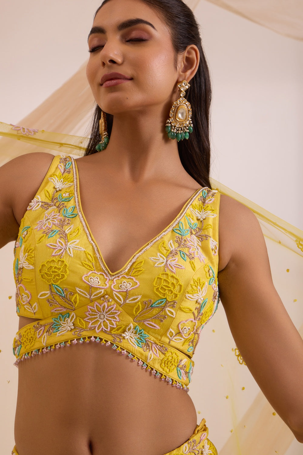 Yellow Lehanga With Blouse & Dupatta Set.