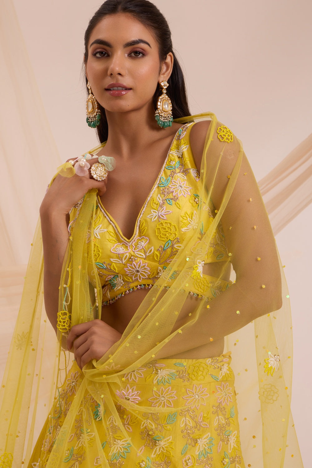 Yellow Lehanga With Blouse & Dupatta Set.