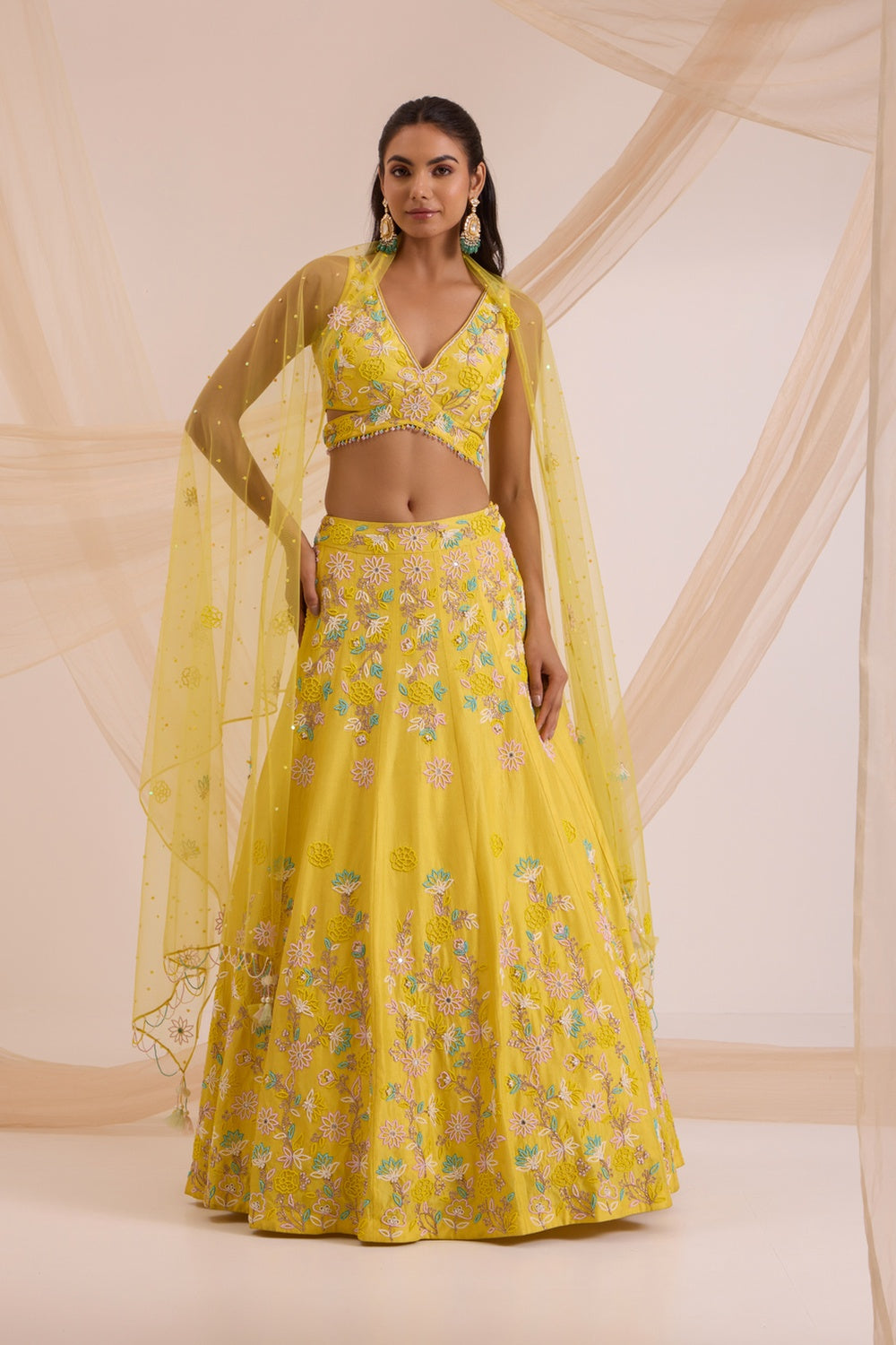 Yellow Lehanga With Blouse & Dupatta Set.