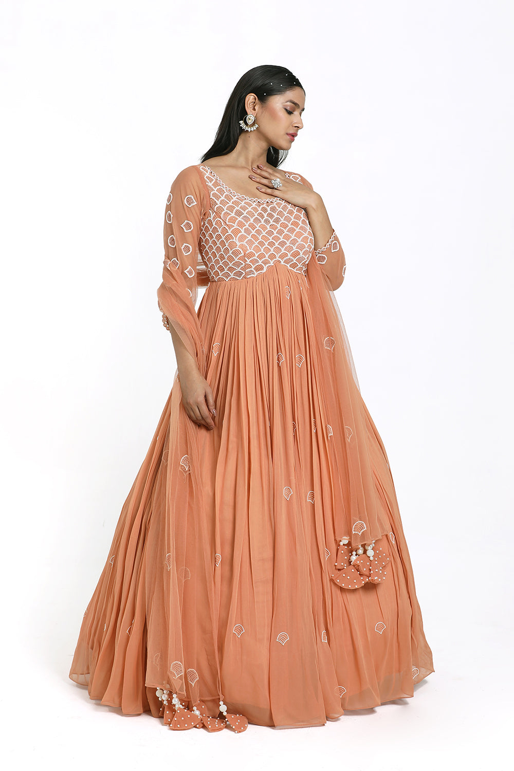 Peach Anarkali Set