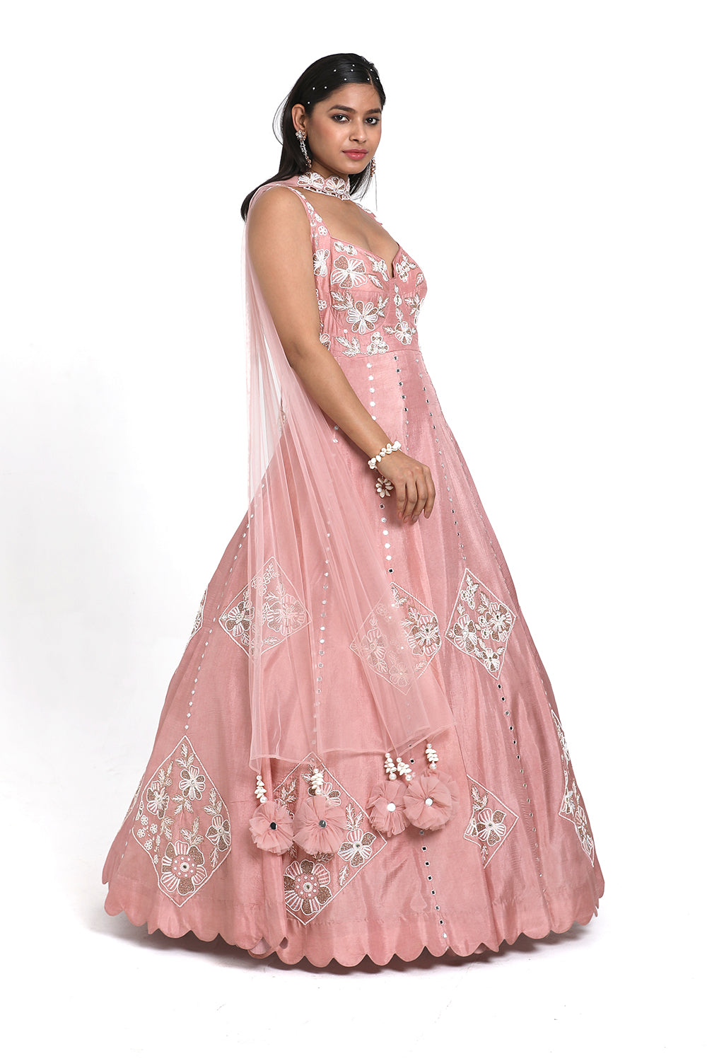 Onion Pink Anarkali Set.