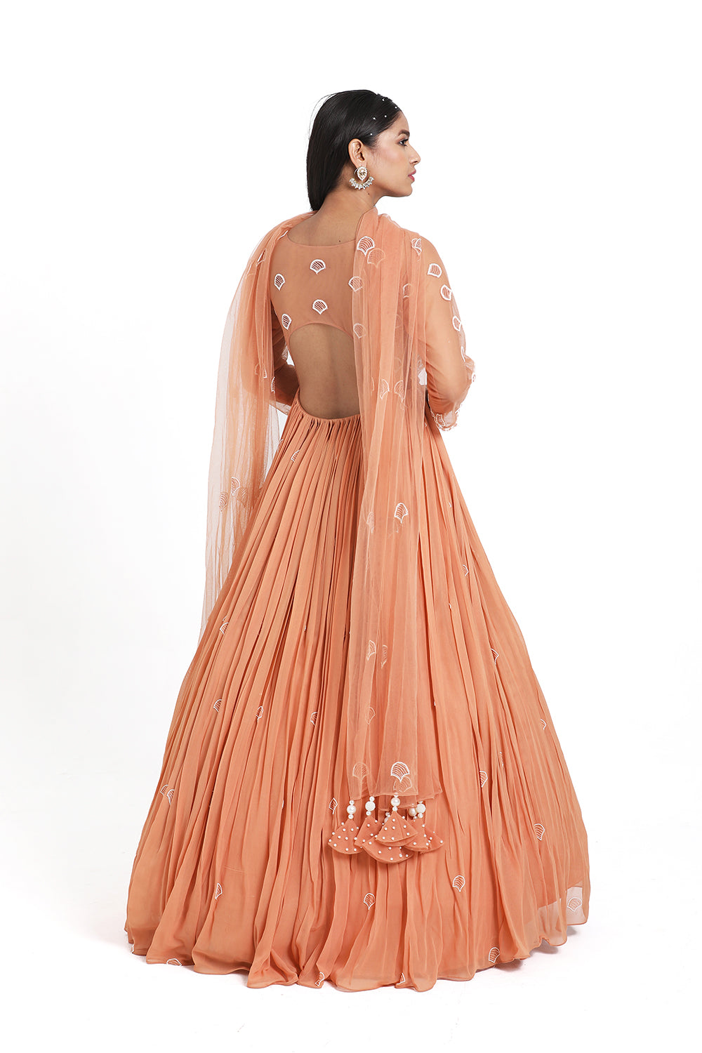 Peach Anarkali Set