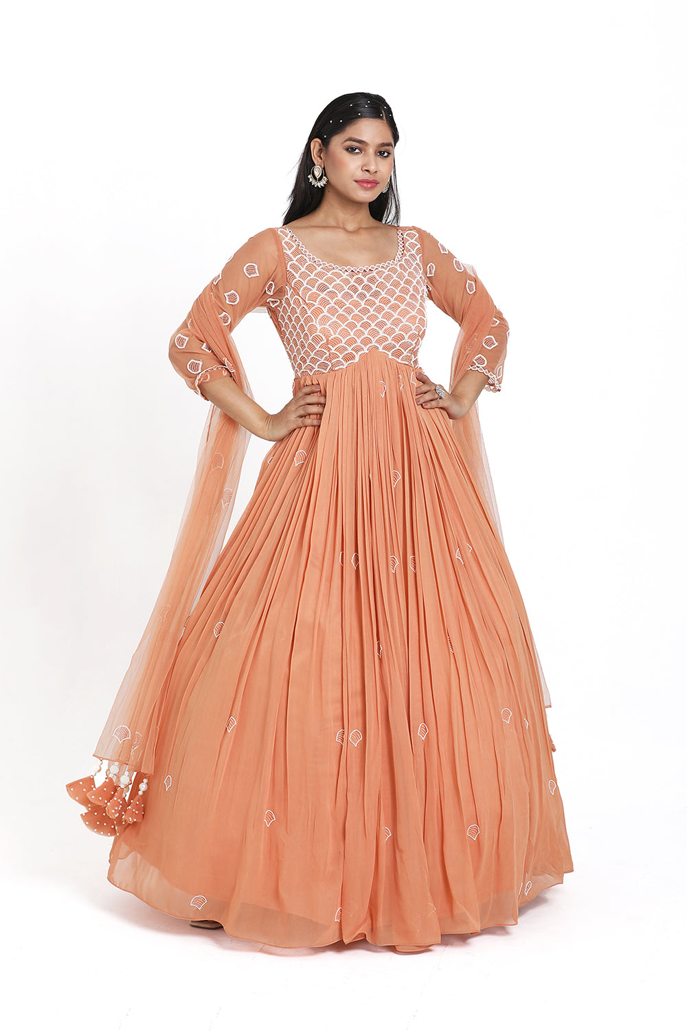 Peach Anarkali Set