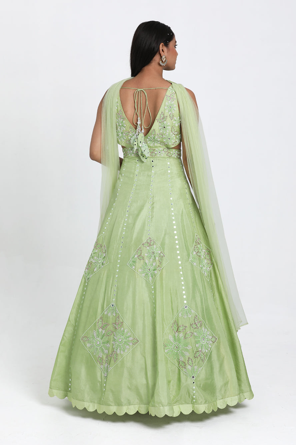 Mint Green Anarkali With Chokar Dupatta