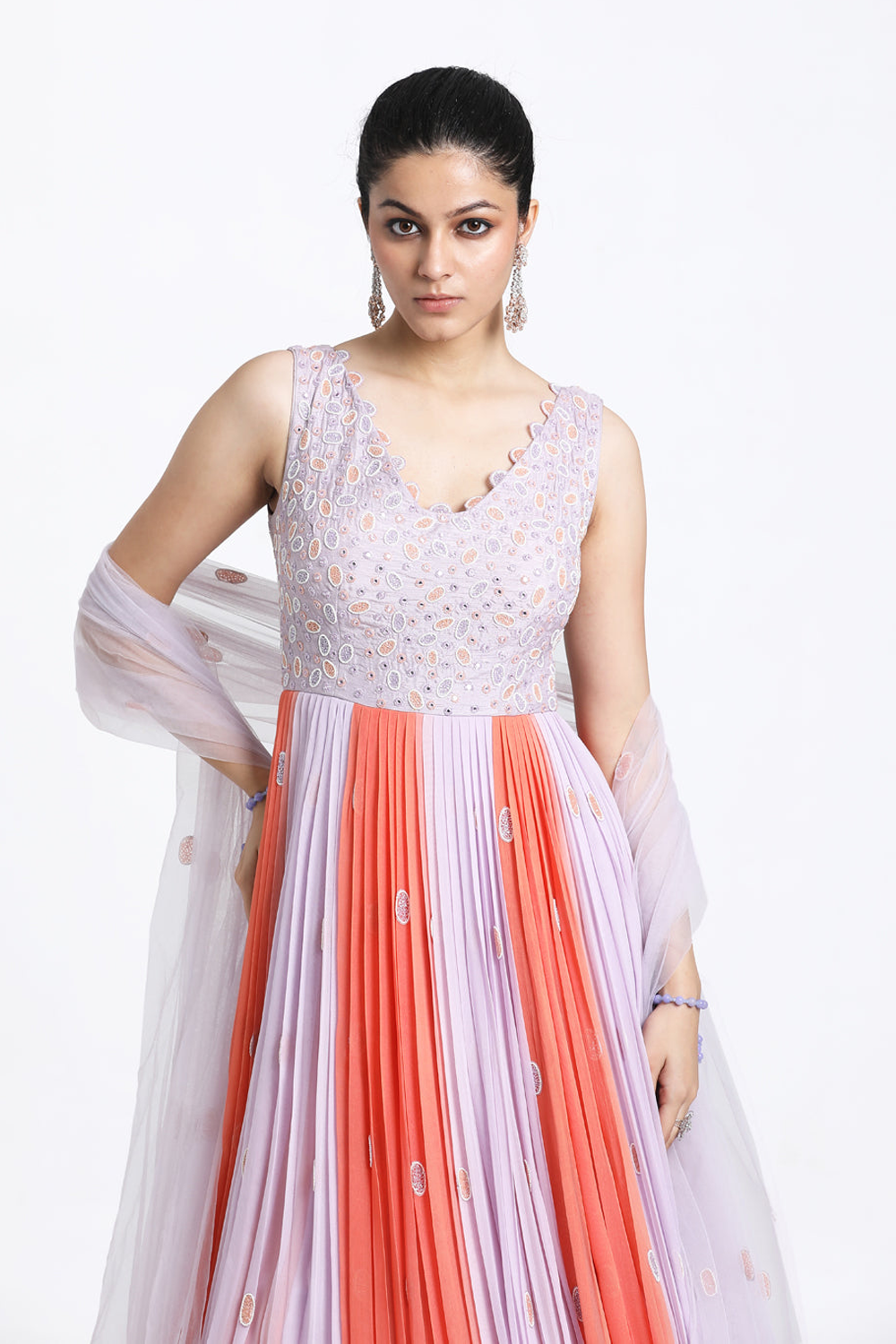 Lilac & Peach Ombre Anarkali Set.