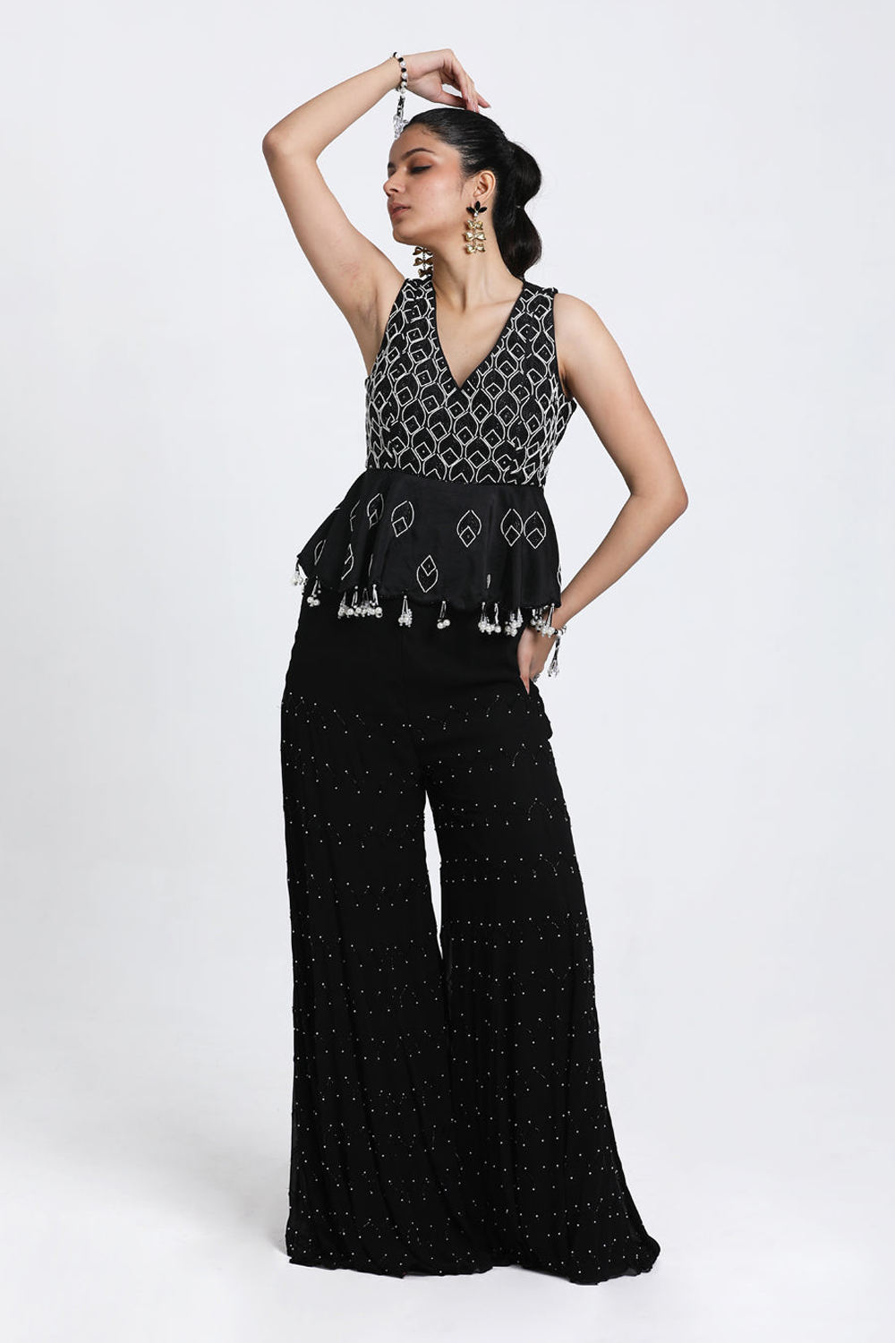 Black Peplum With Inserted Sharara