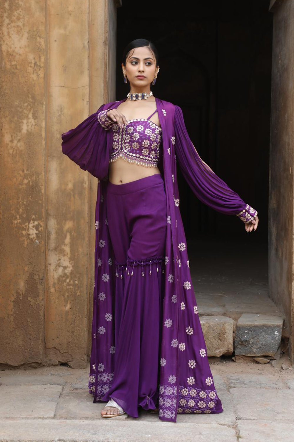 Purple Cape Garara Set