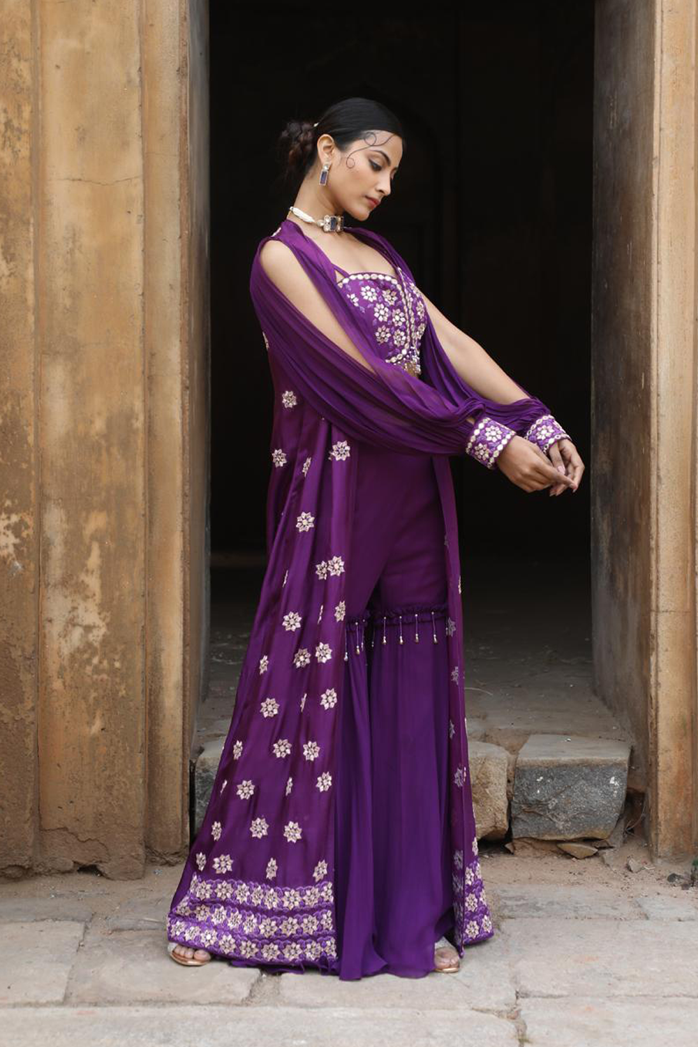 Purple Cape Garara Set