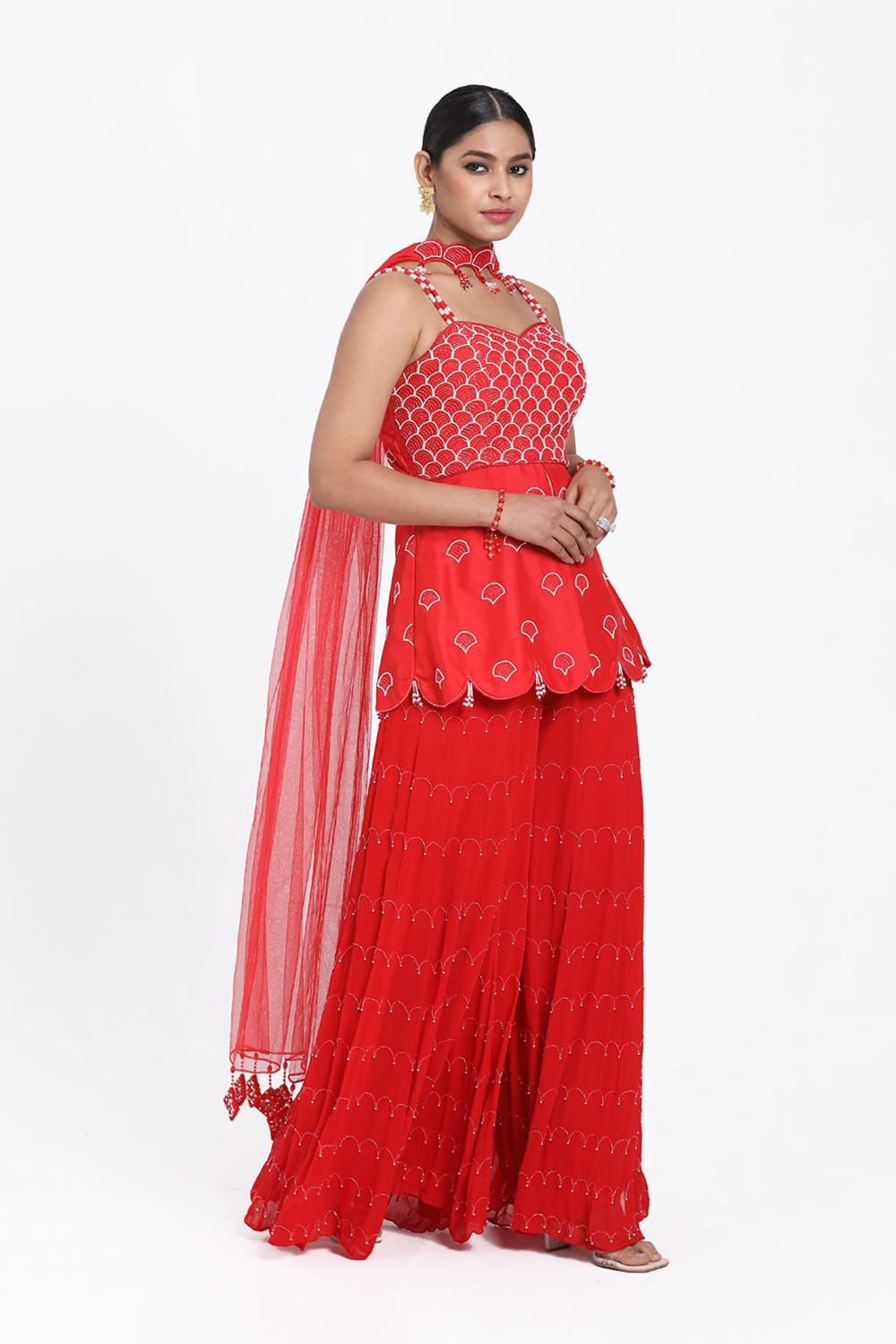 Red Peplum Set
