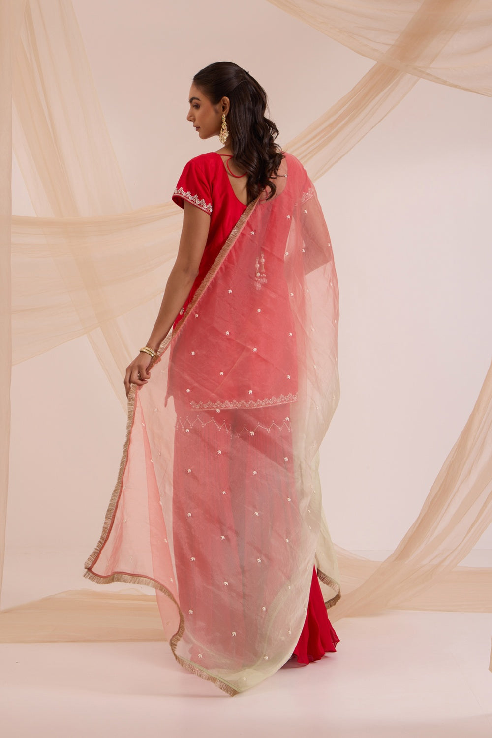 Red Straight Suit With Garara Set