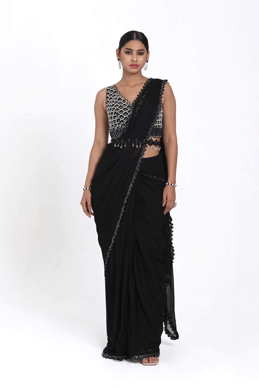 Black Drape Saree
